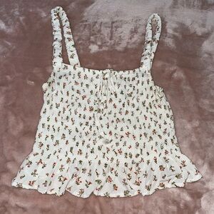 Floral Smocked Camisole in Cream
